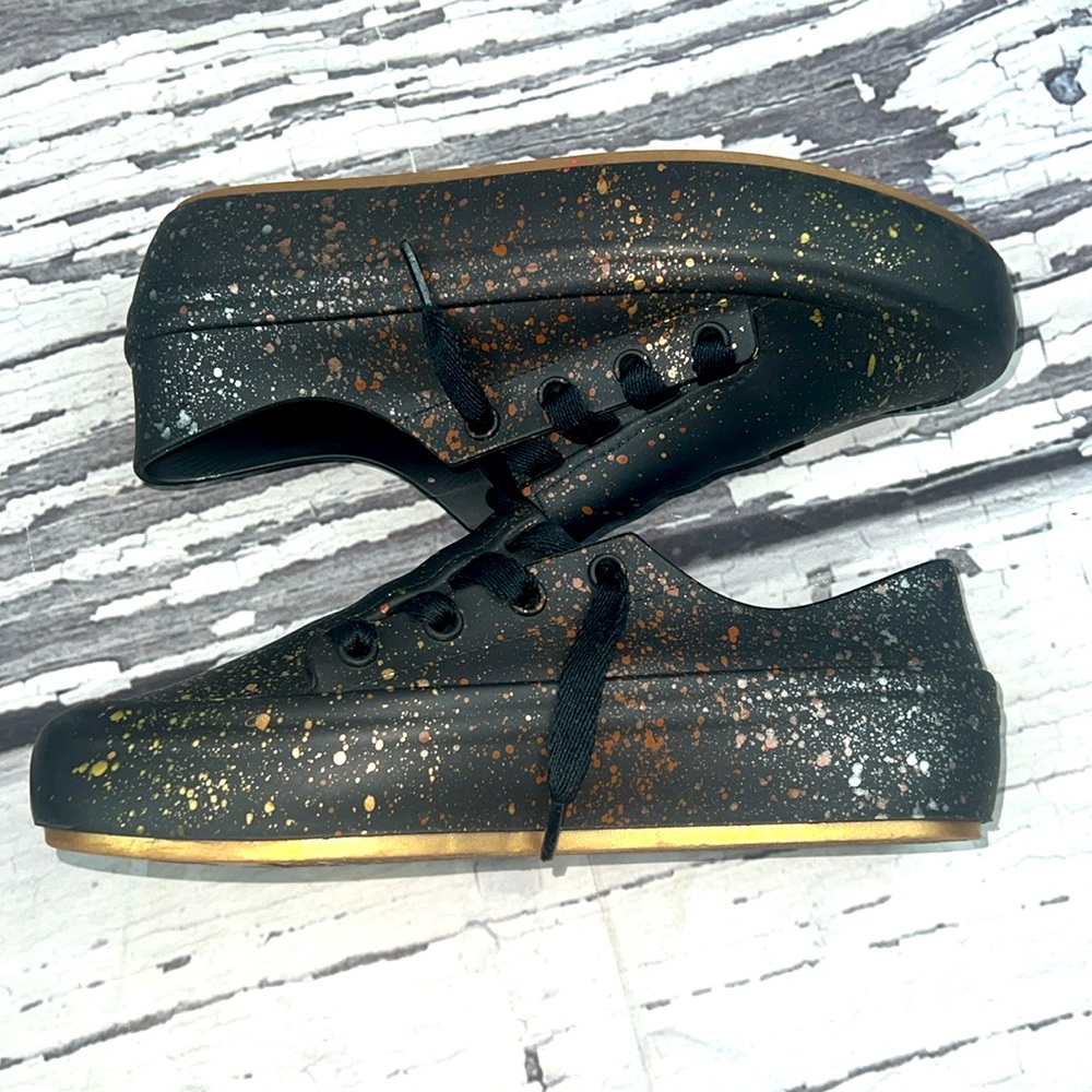 MELISSA - Black with gold/copper/silver Splatter Sneakers - Size 6 - Picture 4 of 9